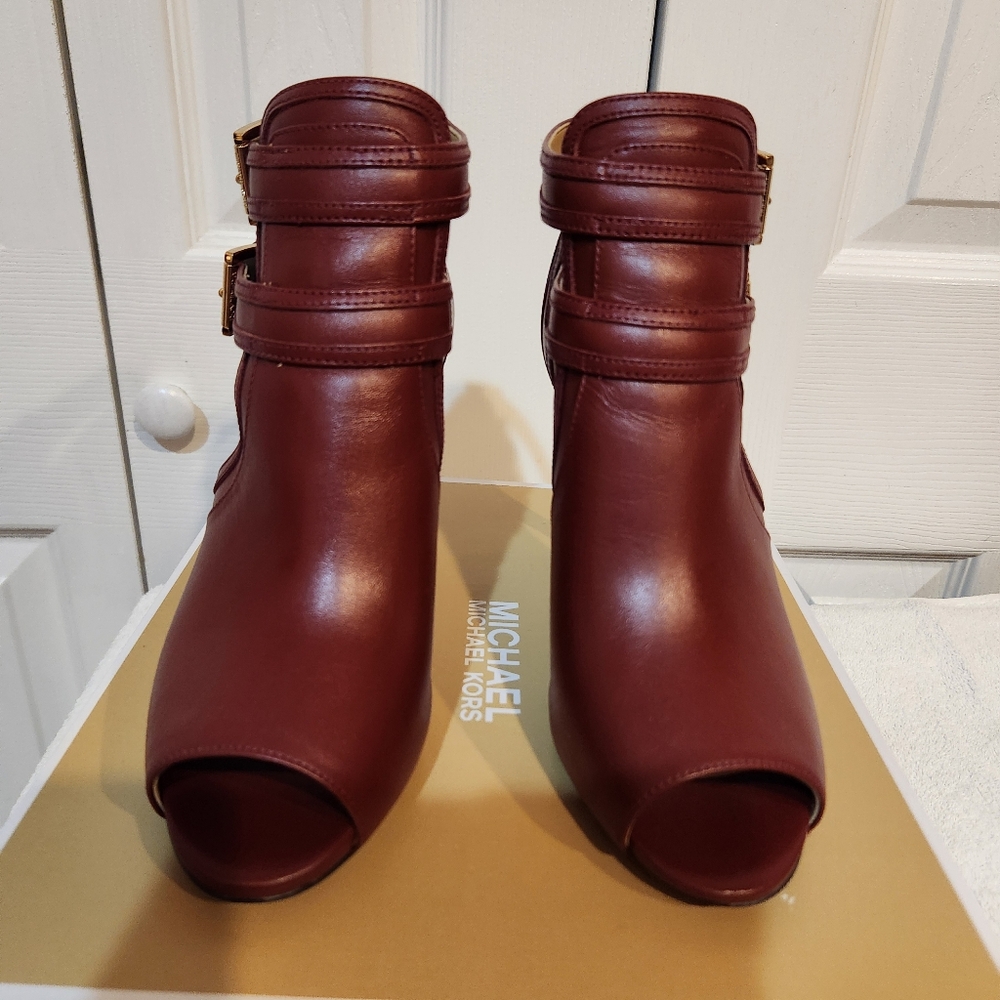Michael Kors Women's Brown Peep-Toe Ankle Boots